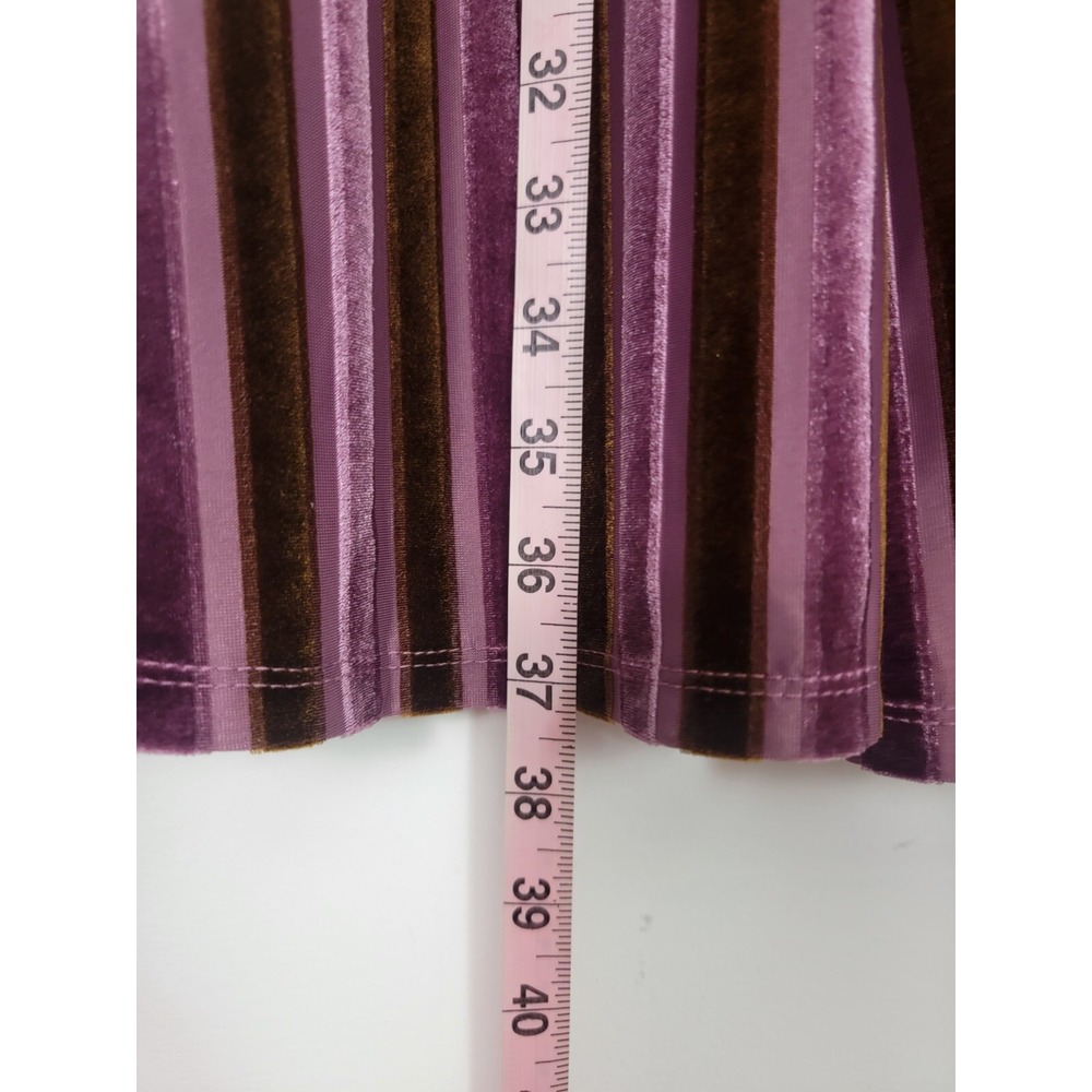 London Times Velvet Dress Women 8 Purple Brown Burnout Striped Retro Chic Y2K - Picture 6 of 9